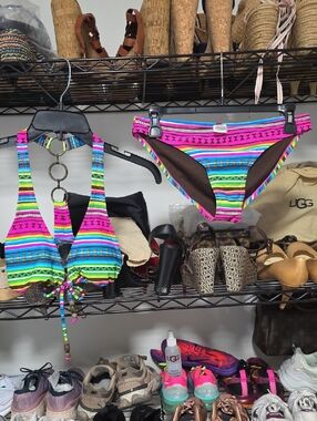 Colorful Striped Two-Piece Bikini Set